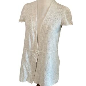 United States Sweaters Knit Short Sleeve Beige Cardigan Size Small
